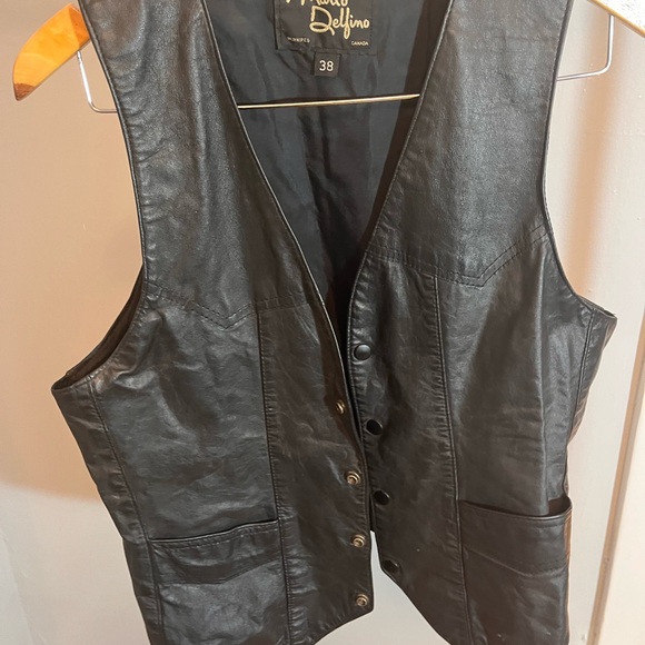 Vintage Manio Delfino Western Leather Vest - Picture 6 of 6